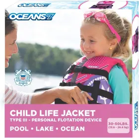 Oceans 7 889834154710 Us Coast Guard Approved Life 30-50 Lbs Pink/berry 30-50lbs
