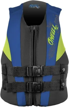 3794-r53 Oneill Oftneill Youth Reactor Uscg Life Vest One Size Black/pacific/dayglo