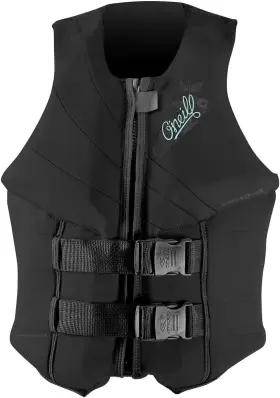 4132-a05-8 Oneill Oftneill Womens Siren Uscg Life Vest 8 Black/black/black