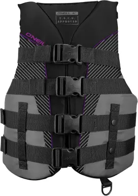 4724 Oneill Oftneill Womens Superlite Uscg Life Vest Large Black/smoke/black Ultra Violet