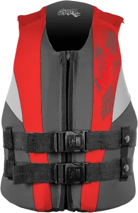 3794-u05 Oneill Wetsuits Oftneill Youth Reactor Uscg Life Vest 50-90 Lbs Coal/red/flint