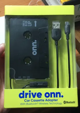 Wiablk100010827 Onn. Drive Car Cassette Adapter Bluetooth Wireless Audio Hands Free - New