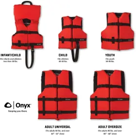 103000-100-002-12 Onyx General Purpose Boating Vest Youth Red #3