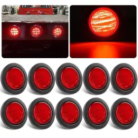 Wcxt-038 Partswcgg 2.5 Inch Round Led Marker Lights Red 10pcs Side Clearance Ma