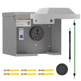 Gb-30a Perpending 30 Amp Rv Outlet Box With Breaker Lockable Weatherproof Outdoor Electrical N