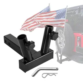 Fph-1001-2-bk Plobeda 2 Inches Dual Hitch Flag Pole Holder Compatible With Jeep Suv Rv Picku