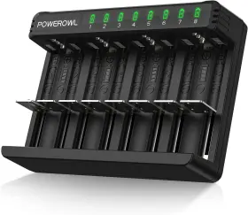 My-c003 Powerowl 8 Bay Aa Aaa C D Battery Charger Usb High-speed Charging Black