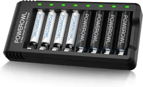 Zn825e-aa2800-aaa1000 Powerowl Rechargeable Aa And Aaa Batteries With Fast Charger 8 Pack Green