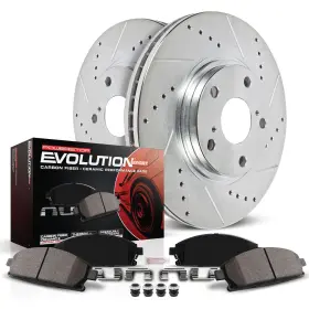 K2126 Powerstop Front Brake Kit For Dodge Ram 1500 1994-99 - Drilled And Slotted Di