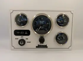 Uni-4g-wb-m-prem-11x7 Premier Universal Marine Instrument Panel 4 Gauges Made In Usa