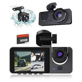 B0drrzbk15 Prilotte 3 Channel Dash Cam Front And Rear Inside 4k Full Uhd Camera New Sealed
