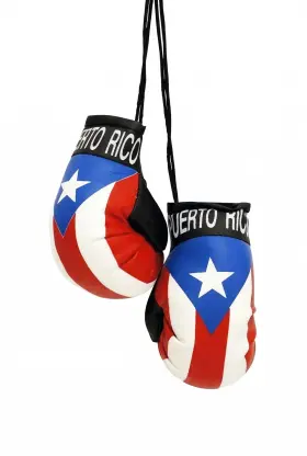 Prk 14 762887 Puerto Rico Flag For Car Boxing Gloves Rearview Mirror Red White Blue