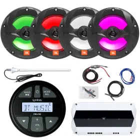 Infprv90-4xbms65lb-20b Prospec Electronics Infinity Marine Receiver 4x 6.5 Inch 225w Black Led Speakers Amp With Kit Antenna