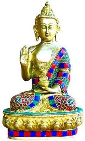 75-smd Qt S Bd Quart Buddha Brass Statue Stone Finish Blessing Teaching 11 Inch X Large Tibetan