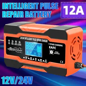 Rapidroo-shop 313052679620 12v 24v 12a 10a Battery Charger Smart Fast Charging For Car Batteries 7-stage Ch #2
