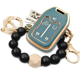 Dsf-876 Rfsrz Smart Soft Tpu Key Fob Case With Gold Chain And Leopard Print Bracelets K
