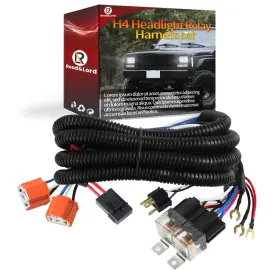 A05rh001h4us Roadandlord H4 Headlight Relay Harness Kit For 7x6 5x7 H6054 Headlights 9003 Black