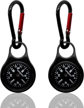Sanung 757173554815 C-50 Mini Survival Compass With Carabiner 2 Pieces In 1 Zinc Black