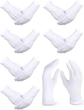 Gy-satinior-2095 Satinior 6 Pairs White Gloves For Men Usher Pallbearer Parade Nylon Costume Glov