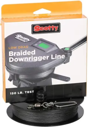 Scotty 062017028002 Low Drag Braided Downrigger Line 150lb Test 200-foot Spool Black