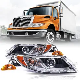 Ut-idu-0002 Seassauto Headlight Assembly For International Durastar 4300 Truck 2001-2016 Black Head