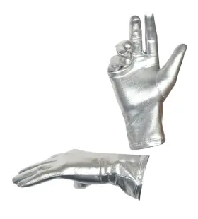 Sz30003-silver Seeksmile Adult Unisex Shiny Metallic Spandex Gloves Halloween Medium Silver