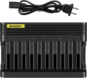 Ms-10810a Skywolfeye 18650 Battery Charger 10 Bays Universal For Flashlight Green Red