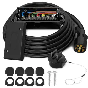 Mic-001tc Snowyfox 7 Way Trailer Plug Cord Junction Box - Heavy Duty Pin Wiring Harnes