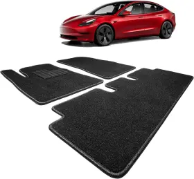 Spurtar 726084246126 Floor Mats For Tesla Model 3 2017 2024 Cut Pile Carpet Interior Mat Set