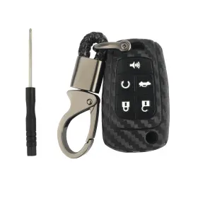 Ke-1901 Ssnnuu Carbon Fiber Car Key Fob Cover Silicone 2.60 1.50 0.60 Inch Black