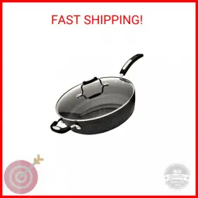Starfrit 069858607052 The Rock Classic 11 Inch 28cm Non-stick Deep Fry Pan With Helper Handle