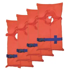 444751 Stearns 4-pack Of Pfd Life Vests Uscg-approved Type Ii One Size White