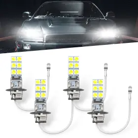 Jigled1602wh-h3-4ps Sumjig 4 Pcs H3 Car Led Fog Light 5050-12smd 55w 6000k 12v Ac Anti-fog Super Penetr