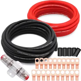 Yhgfdhs0886z Taukealugs 8 Gauge Wire Copper Clad Aluminum Cca 50ft Black/red With 50ft-w/ Fuse Block