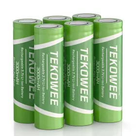 Tekowee 746566754079 6 Pack 18650 3.7 Volt Rechargeable Battery 3000mah Flat Top Battery... Fast Ship