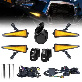 Zfhbus0037 Thekliaco Utv Turn Signal Kit With Rocker Switch And Triangle Amber Light Horn Pre-wire