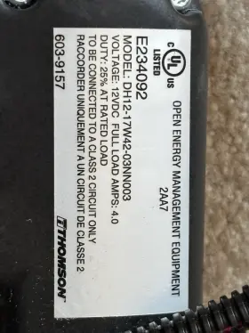Dh12-17w42-03nn008 Thompson Open Energy Managemennt E234092 Equipment 12v Dc Linear Pair Actuators
