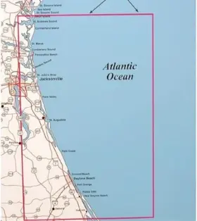 N-227 Topspot Fishing Map For Northeast Florida/southern Georgia Off-white