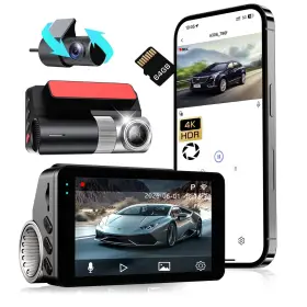 Torinkind 772149315337 4k Dash Cam Front And Rear G-sensor Free 64gb Card Included 5.8ghz Wifi Wi