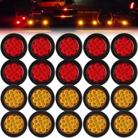 Tra-019ar Traberm 20 Pcs 2.5ftft Inch Round Led Clearance And Side Marker Lights 13 Leds With Reflec