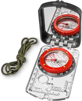 Turnonsport 786721838879 Boy Scout Sighting Compass - Adjustable Declination Mirror Red Orange