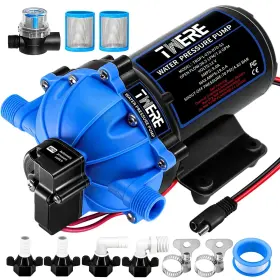 Trdp1-070-070-51 Twere 12v Diaphragm Water Pump 7 Gpm 70 Psi Selfpriming With Pressure Switch And Strainer