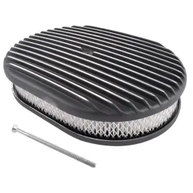 E0300-125 Una1 12 Inch Finned Aluminum Element Air Cleaner For Sbc Classic Chevy Ford Mopar 5-1/8