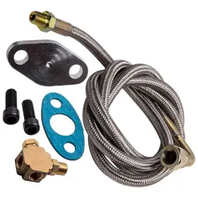 E1500-001 Una1 Oil Feed Line Kit 41 Inch Turbo 90 Degree T3 T4 T04e T70 T60 T61 1/8 Npt -4an