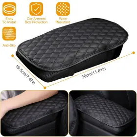 I0100-093 Una1 Car Armrest Pad Cover Pu Leather Console Seat Box Protector Cushion
