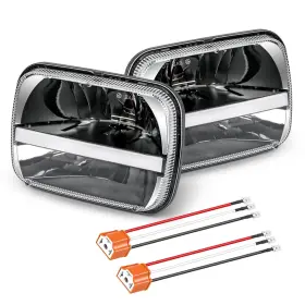 Uni-shine 753858000325 7x6 Led Headlight Reflector 5x7 2pcs White Drl Amber