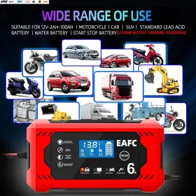 Usa-viralfinds 744110570250 12v 6a Car Battery Charger Pulse Repair Lcd Display Smart Fast Charge Agm Deep C #3