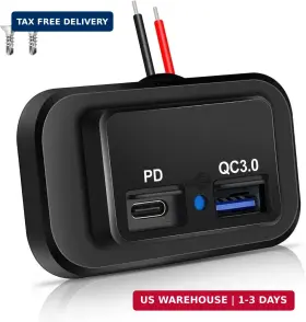 Qc3.0 Vadaxx 741451874504 48w 12v/24v Rv Usb Outlet Dual Pd3.0 Type-c C And Quick Usb-a