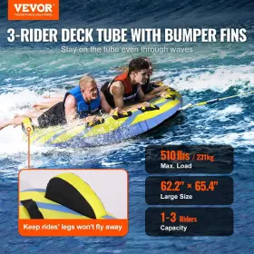 Vevor 197988273349 Towable Tube For Boating 1-3 Riders Yellow 3 #2