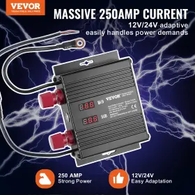 Vevor 197988393702 250 Amp Dual Battery Smart Isolator 12v/24v Universal Vsr Voltage Sensitive Re